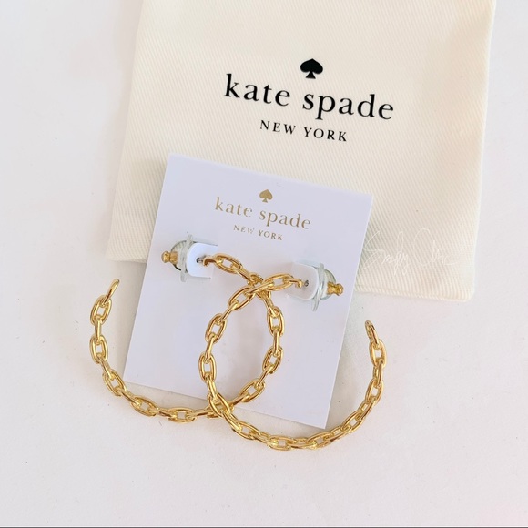 NWT Kate Spade 14k gold plated chain earrings - Picture 4 of 6